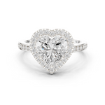 Gold Ring DDLR-349, Heart center stone, White Gold