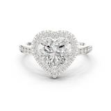 Gold Ring DDLR-349, Heart center stone, White Gold