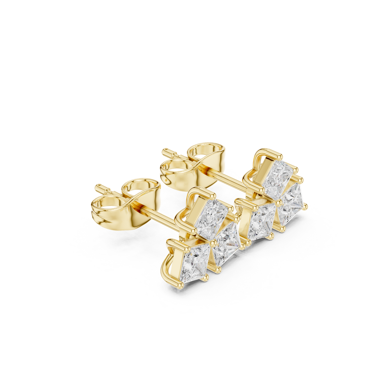14K Solid Gold Lab Diamond Cluster Earrings, Yellow Gold, view 1