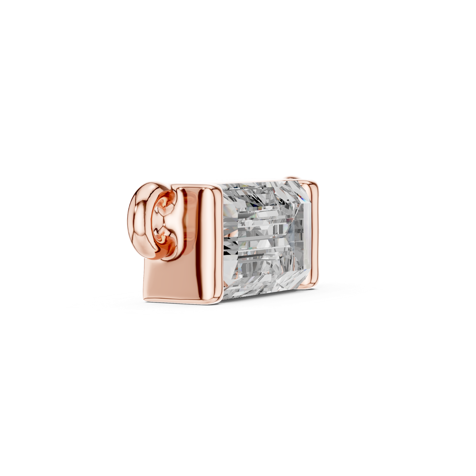 14K Solid Gold Lab Diamond Solitaire Pendant Necklace, Rose Gold, view 3