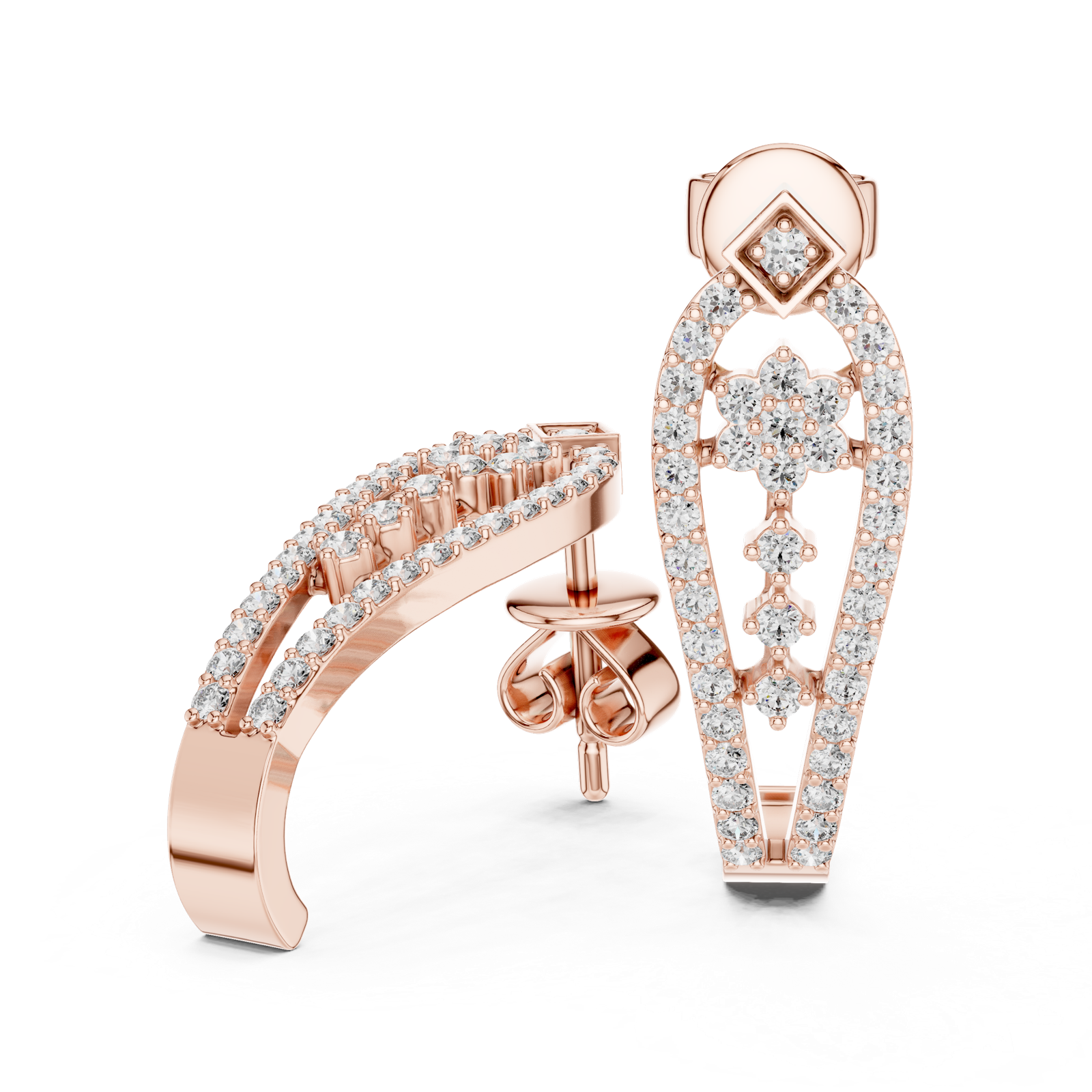 Gold Earrings L03-28, Rose Gold, view 1