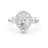 Gold Ring DDLR-342, Pear center stone, White Gold, view 4