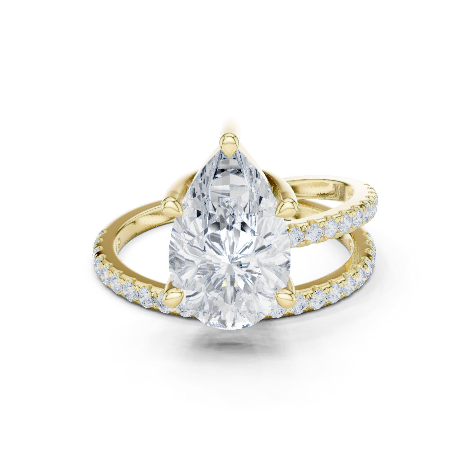 Gold Jewelry L35-39, Pear center stone, Yellow Gold