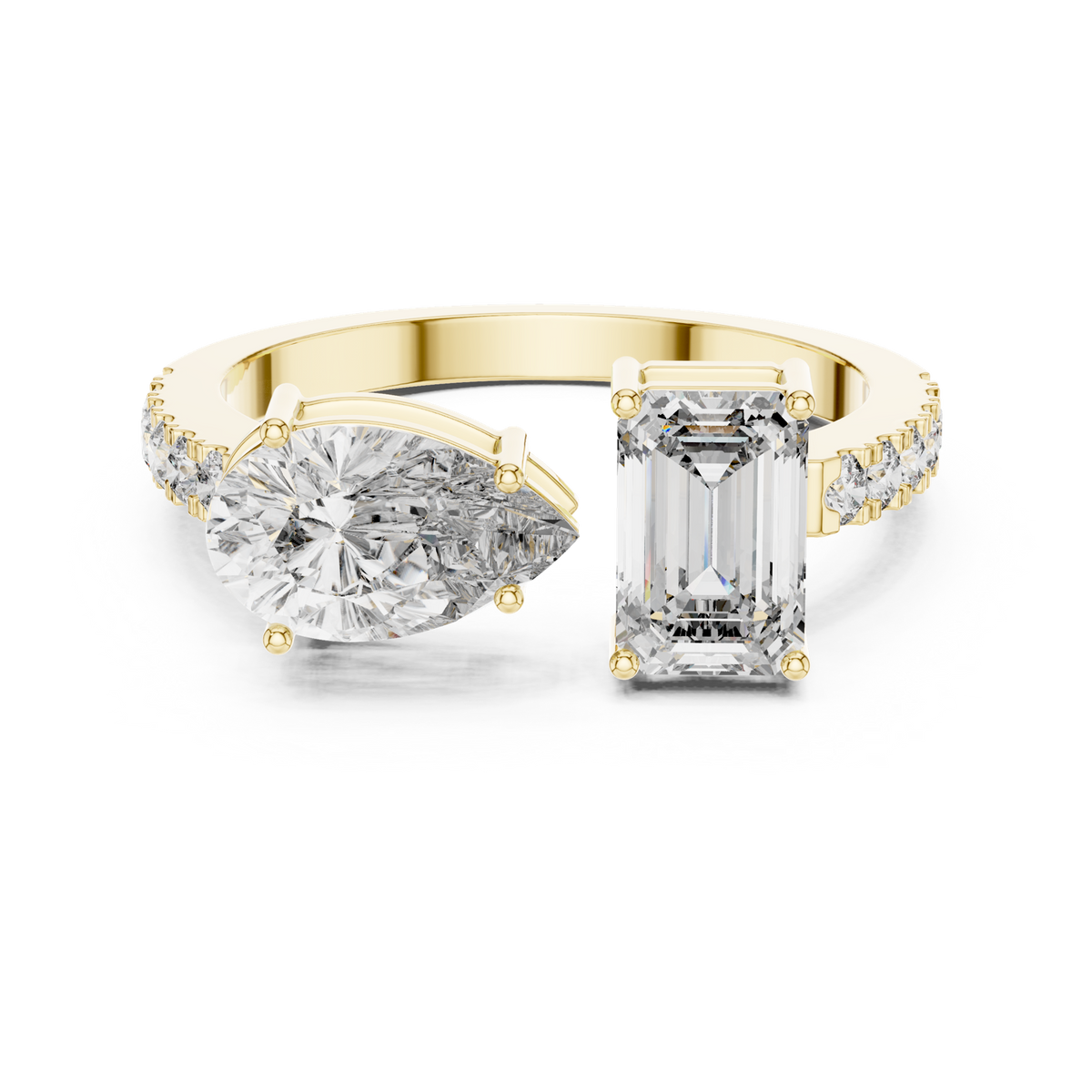 14K Solid Gold Lab Diamond Crossover Ring, Yellow Gold