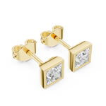 14K Solid Gold Lab Diamond Stud Earrings, Yellow Gold, view 2