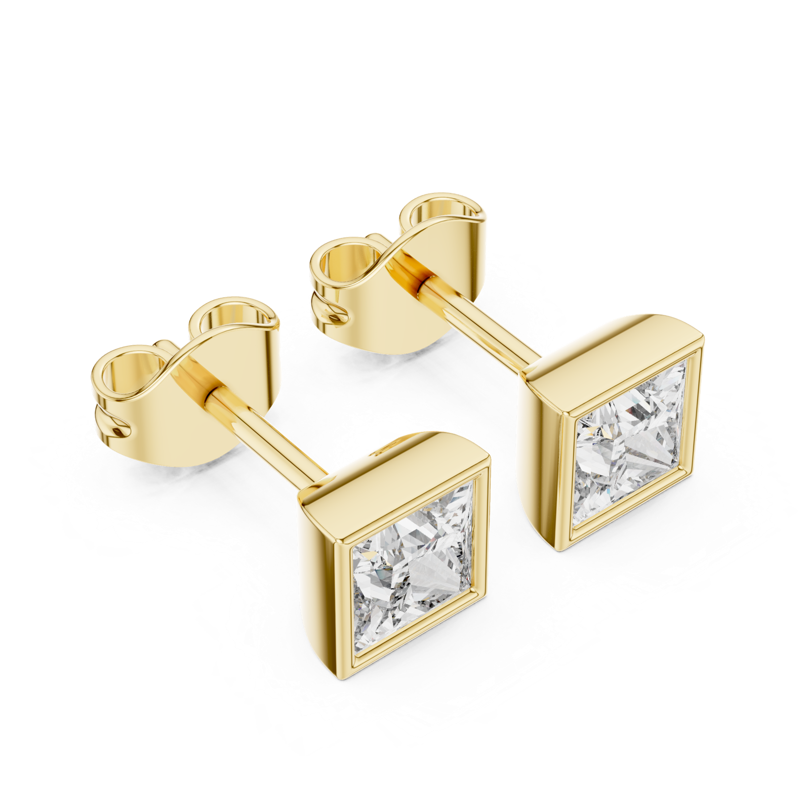 14K Solid Gold Lab Diamond Stud Earrings, Yellow Gold, view 2