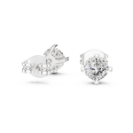 14K Solid Gold Lab Diamond Halo Earrings, White Gold, view 1