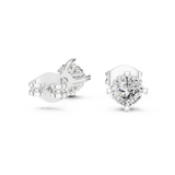 14K Solid Gold Lab Diamond Halo Earrings, White Gold, view 1