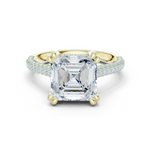 Gold Ring DDLR-260, Asscher center stone, Yellow Gold