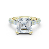 Gold Ring DDLR-260, Asscher center stone, Yellow Gold