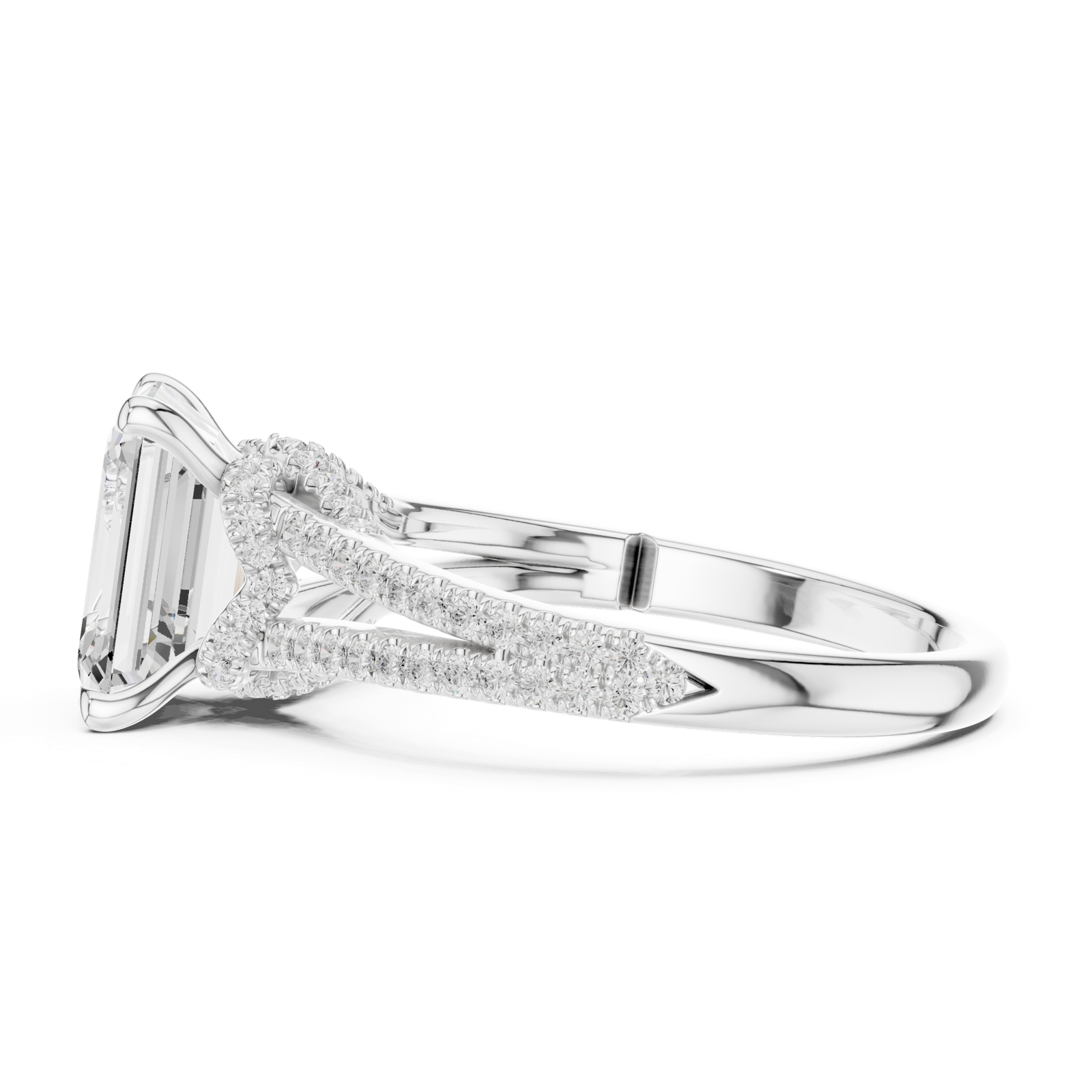 Gold Ring DDLR-252, Emerald center stone, White Gold, view 3