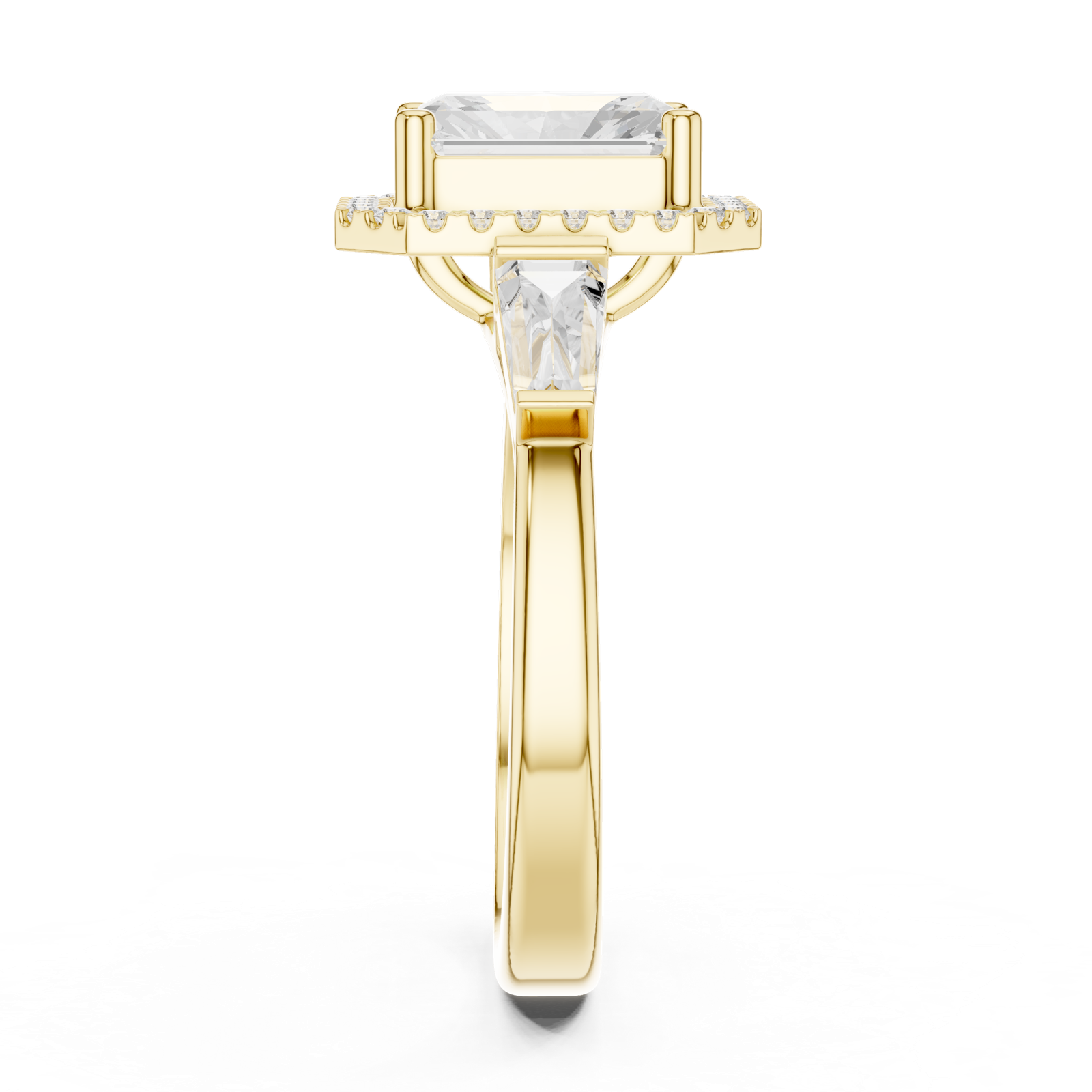 Gold Ring DDLR-342, Radiant center stone, Yellow Gold, view 3