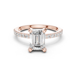 Gold Ring DDLR-040, Emerald center stone, Rose Gold