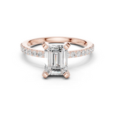 Gold Ring DDLR-040, Emerald center stone, Rose Gold