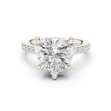 Gold Ring DDLR-250, Heart center stone, White Gold