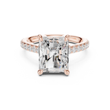 Gold Ring DDLR-250, Radiant center stone, Rose Gold, view 4