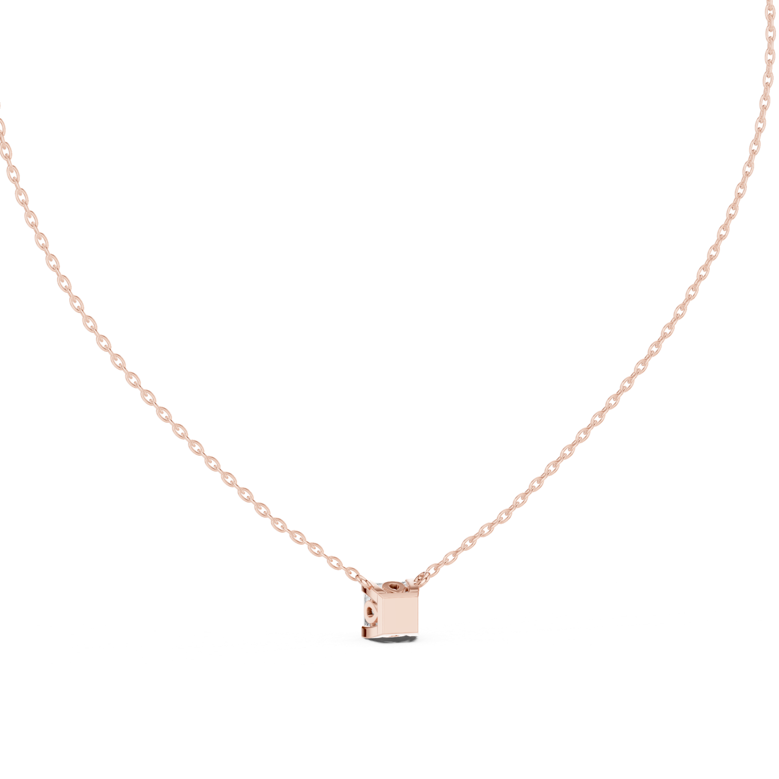 14K Solid Gold Lab Diamond Solitaire Pendant Necklace, Rose Gold, view 4