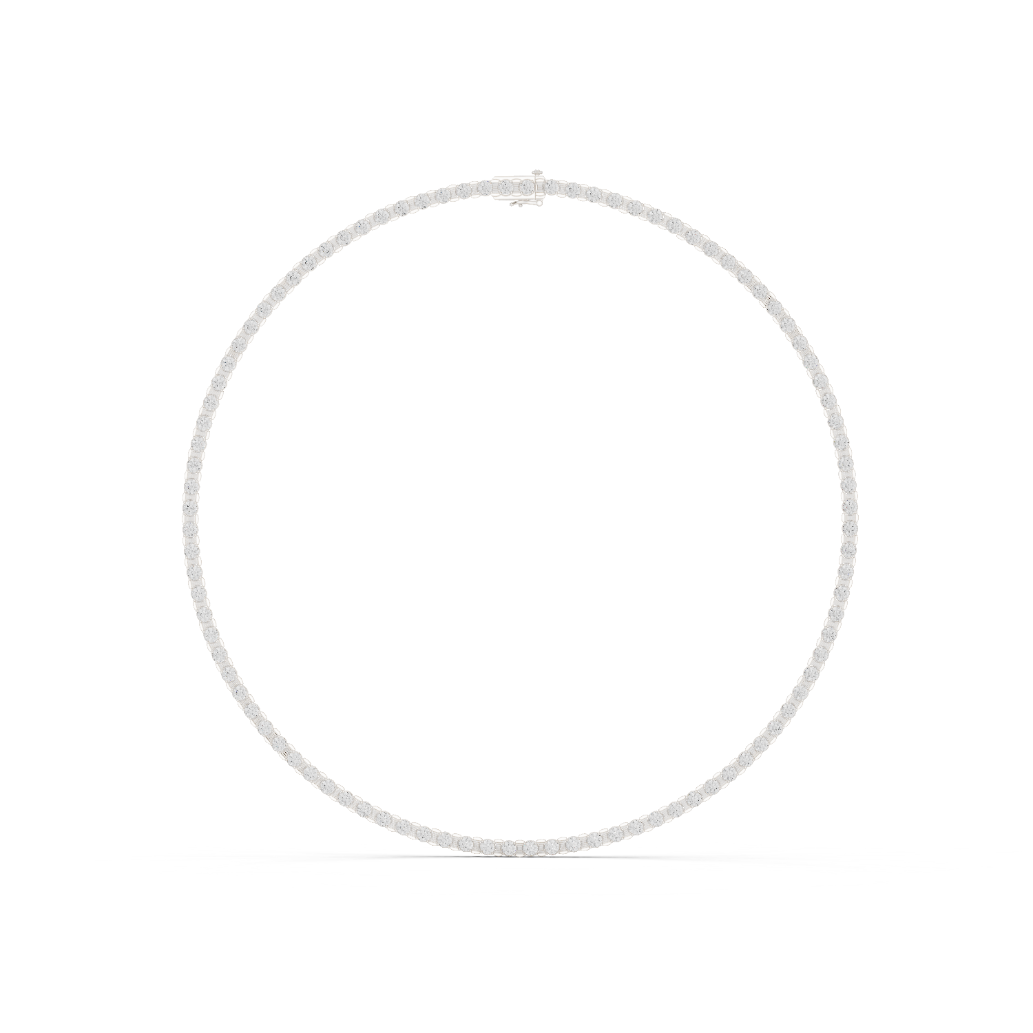 14K Solid Gold Lab Diamond Tennis Necklace, White Gold