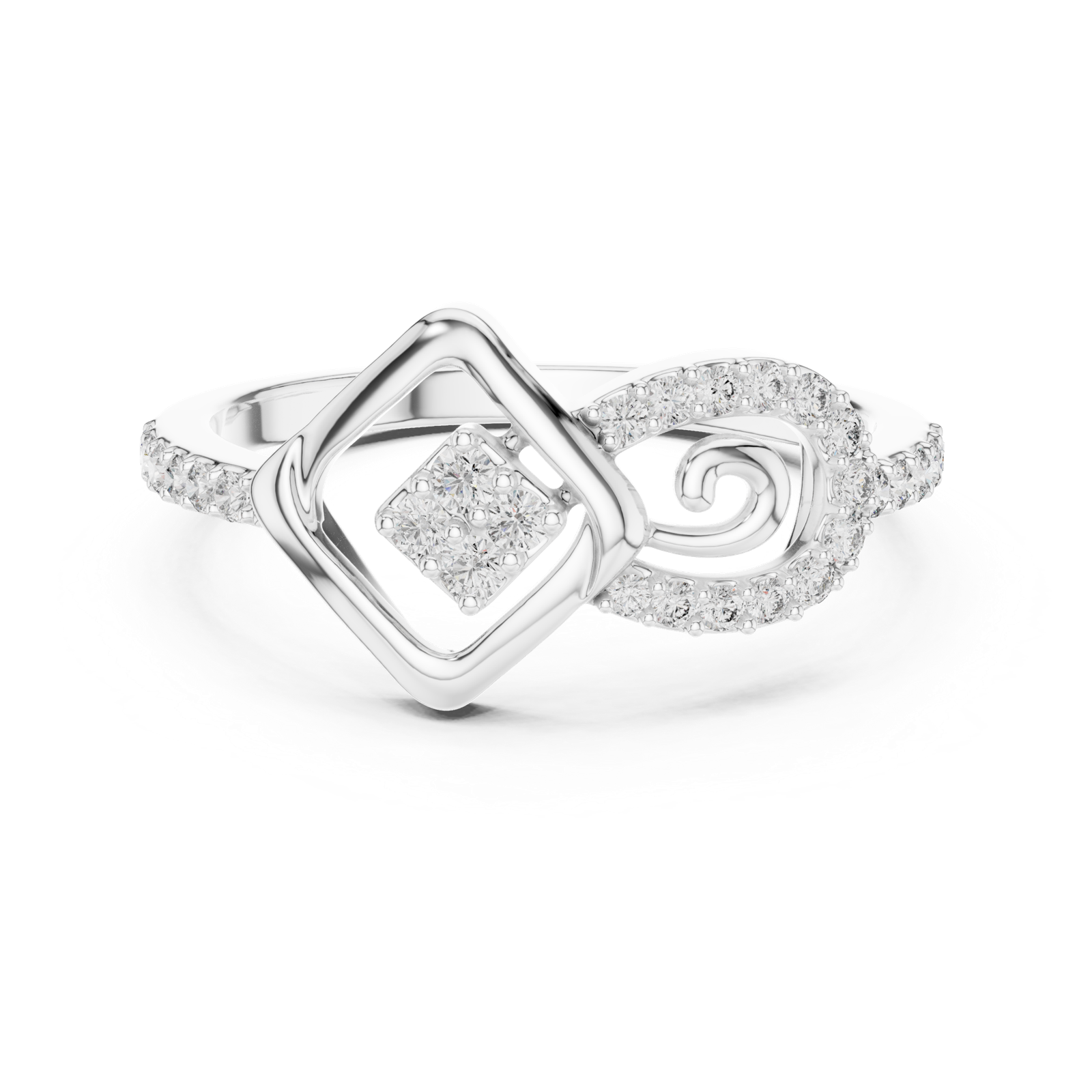 Gold Ring LR-01 (61), White Gold, view 4