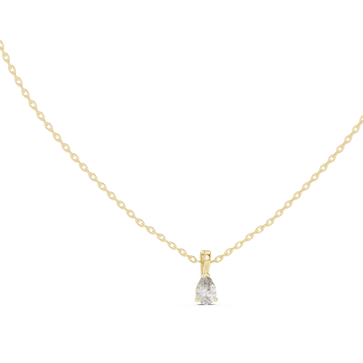 14K Solid Gold Lab Diamond Solitaire Pendant Necklace, Yellow Gold, view 1