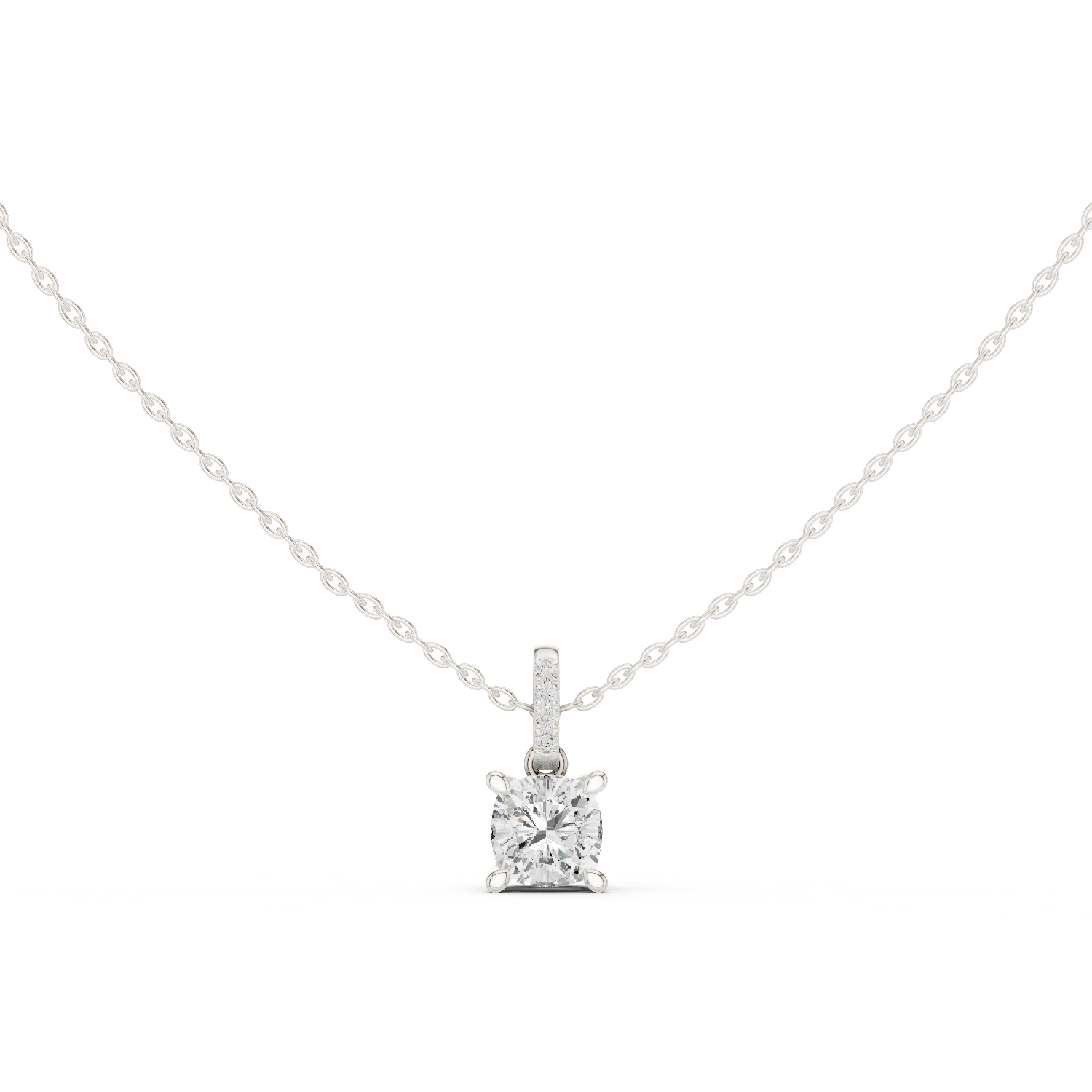 Gold Jewelry, Cushion center stone, White Gold