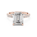 Gold Ring, Emerald center stone, Rose Gold, view 4