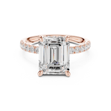 Gold Ring, Emerald center stone, Rose Gold, view 4