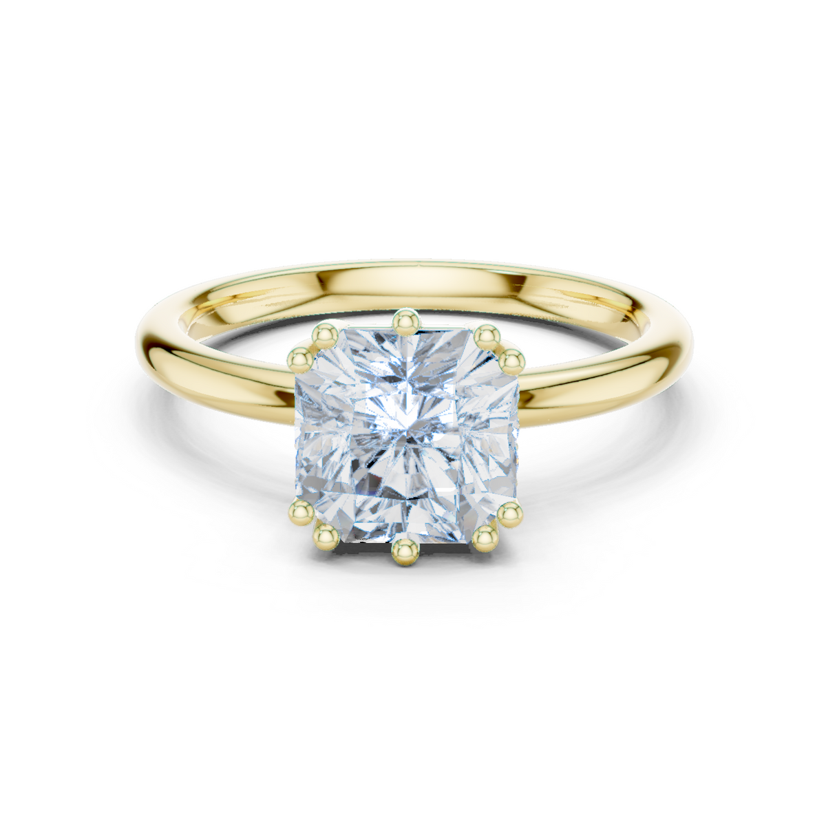 Gold Ring, Asscher center stone, Yellow Gold