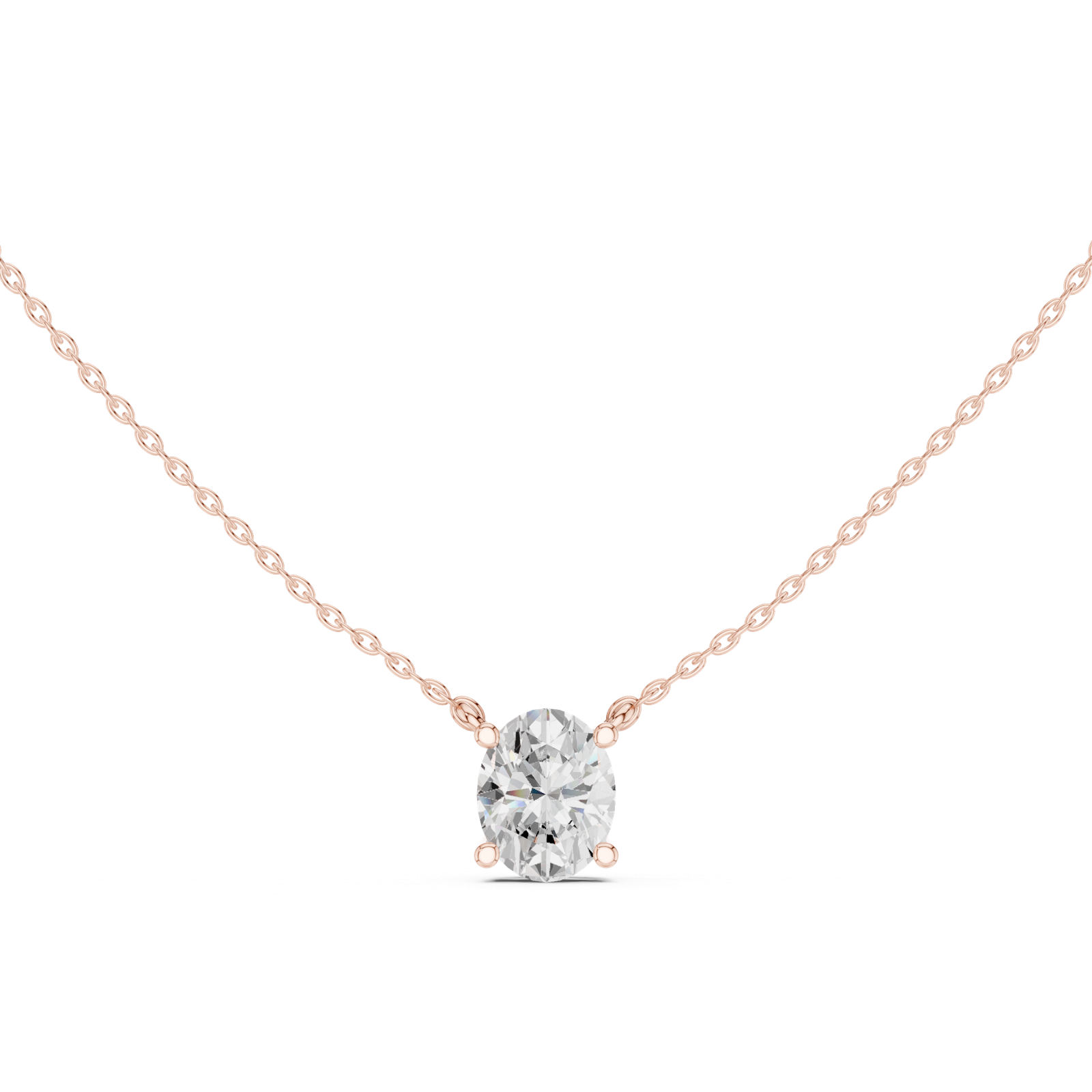 Gold Jewelry DDPO-001, Oval center stone, Rose Gold, view 4