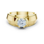 14K Solid Gold Lab Diamond Solitaire Ring, Yellow Gold