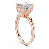 Gold Ring, Asscher center stone, Rose Gold, view 1