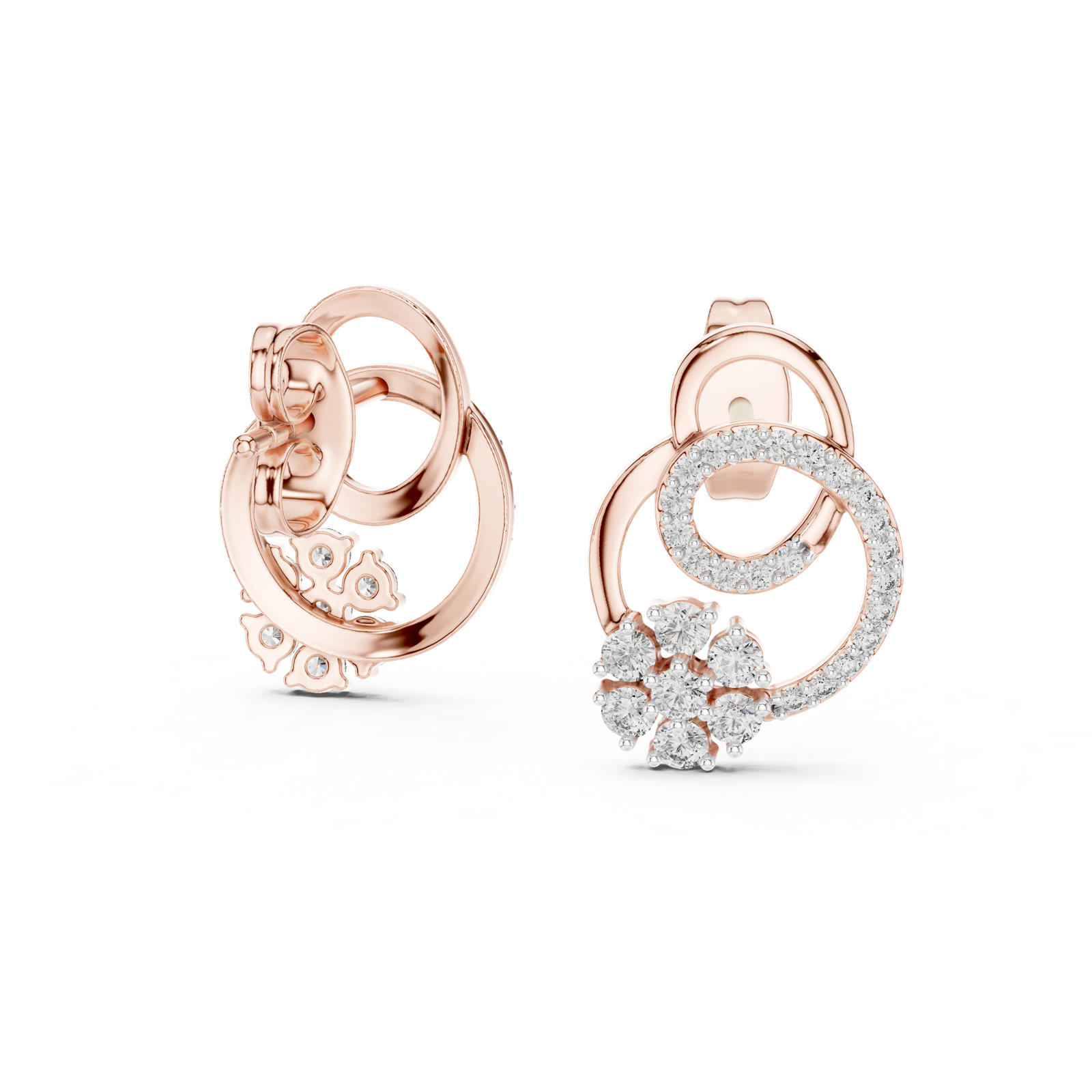 Gold Earrings 12-10029@E, Rose Gold, view 1