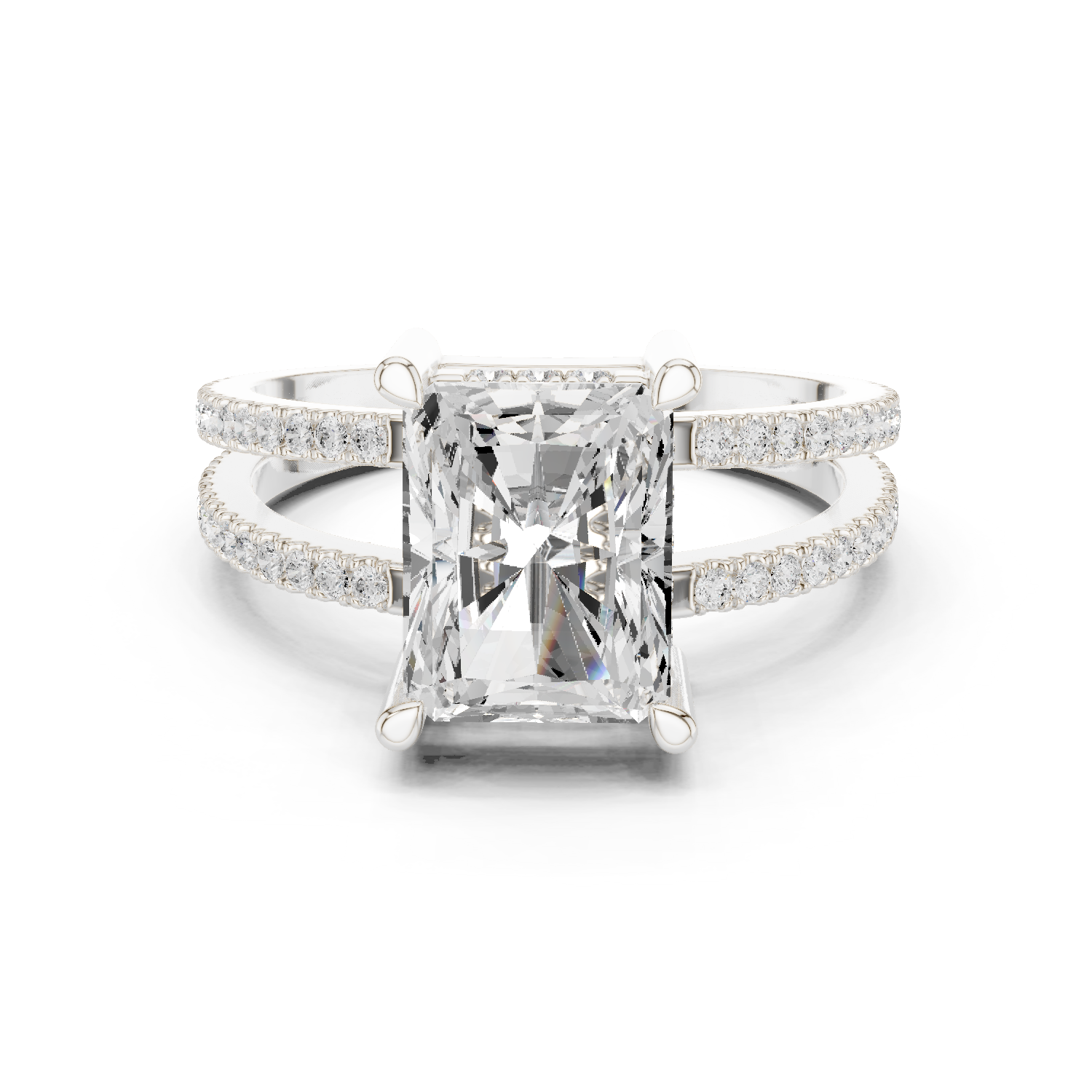 Gold Jewelry L36-13, Radiant center stone, White Gold
