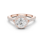 Gold Ring DDLR-043, Round center stone, Rose Gold