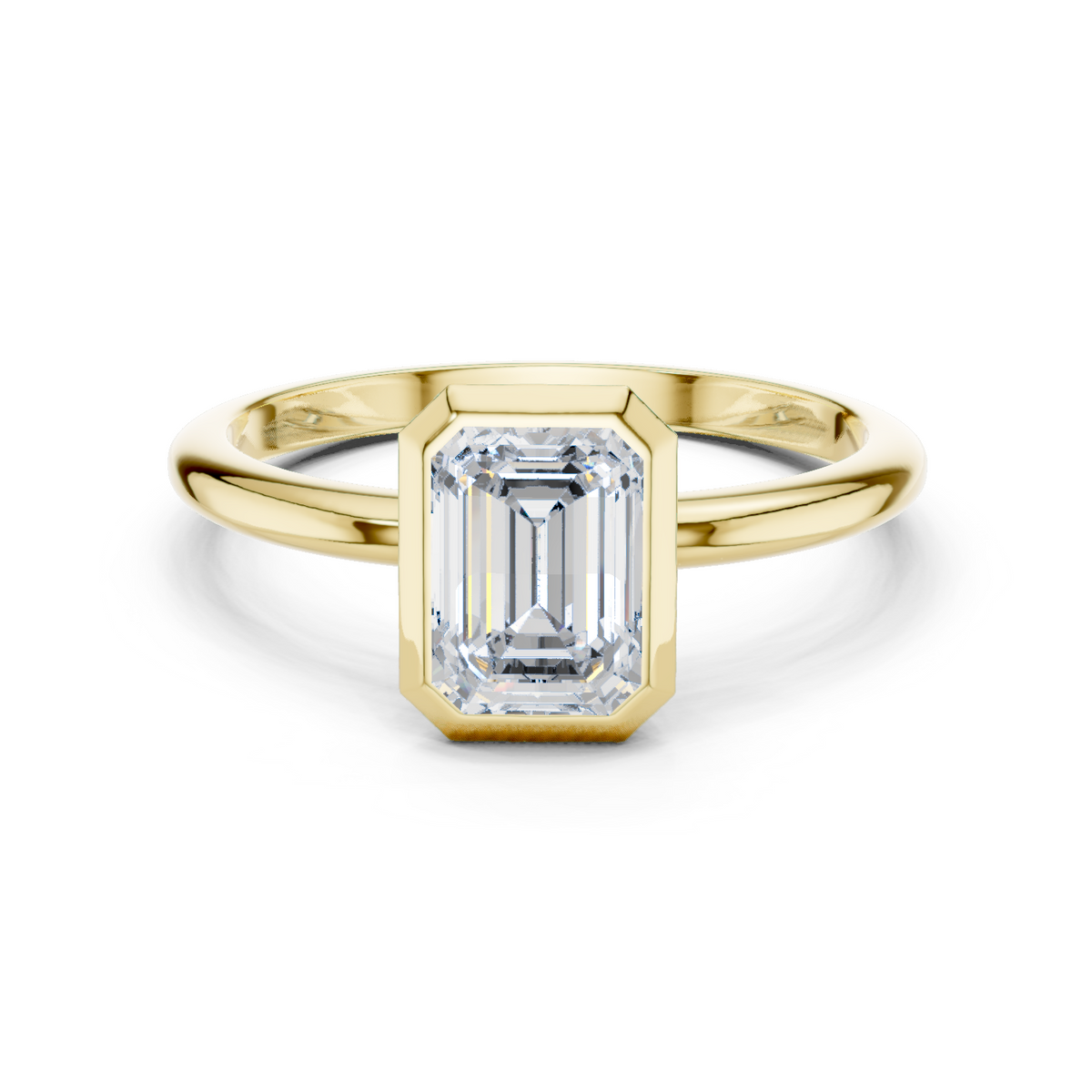14K Solid Gold Lab Diamond Solitaire Ring, Yellow Gold