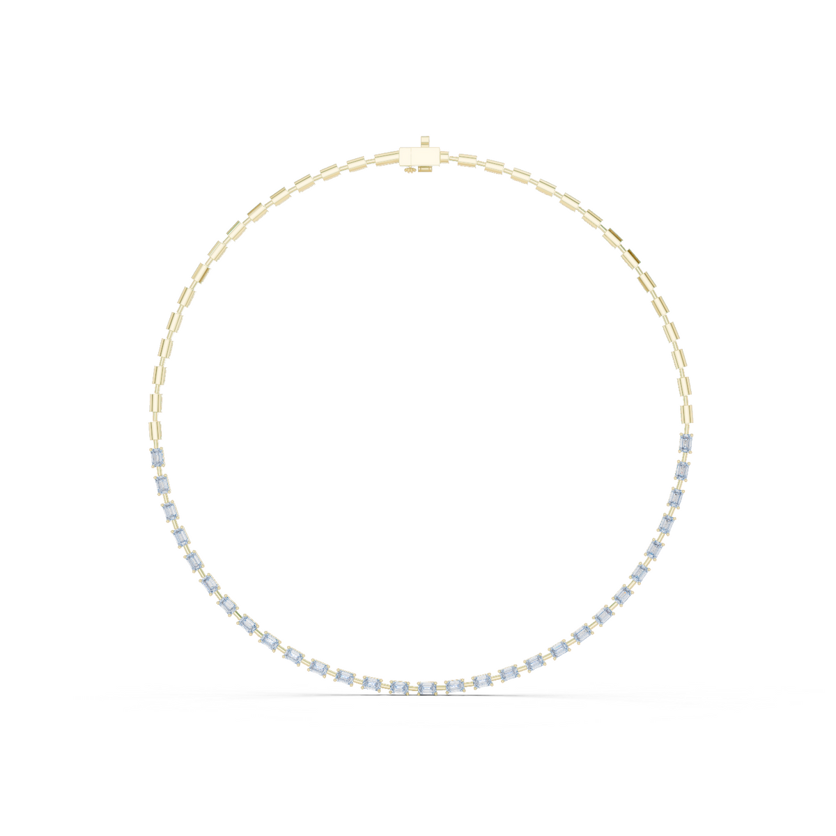 14K Solid Gold Lab Diamond Tennis Necklace, Yellow Gold