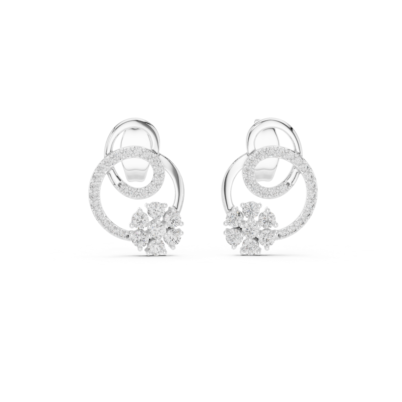 Gold Earrings 12-10029@E, White Gold