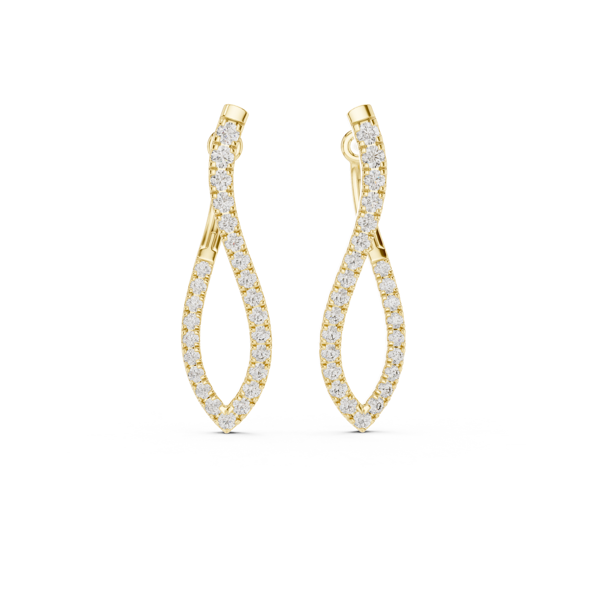 14K Solid Gold Lab Diamond Hoop Earrings, Yellow Gold