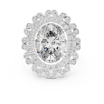 14K Solid Gold Lab Diamond Halo Ring, White Gold