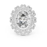 14K Solid Gold Lab Diamond Halo Ring, White Gold