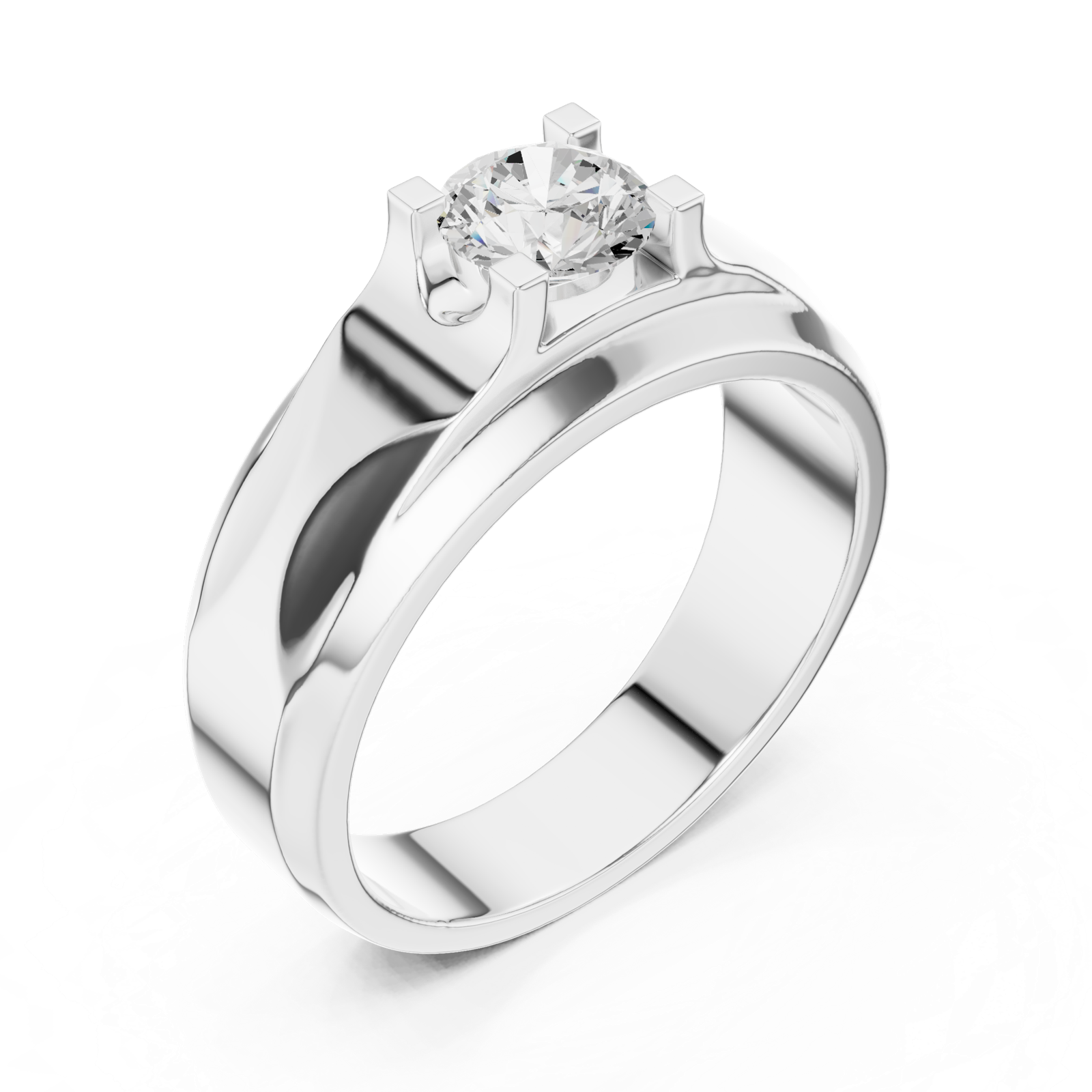 14K Solid Gold Lab Diamond Solitaire Ring, White Gold, view 2