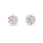 14K Solid Gold Lab Diamond Flower Cluster Earrings, Rose Gold
