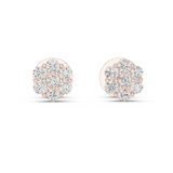 14K Solid Gold Lab Diamond Flower Cluster Earrings, Rose Gold
