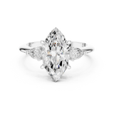 Gold Jewelry L35-66, Marquise center stone, White Gold, view 4
