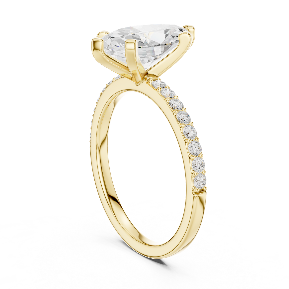 14K Solid Gold Lab Diamond Solitaire Ring, Yellow Gold, view 1