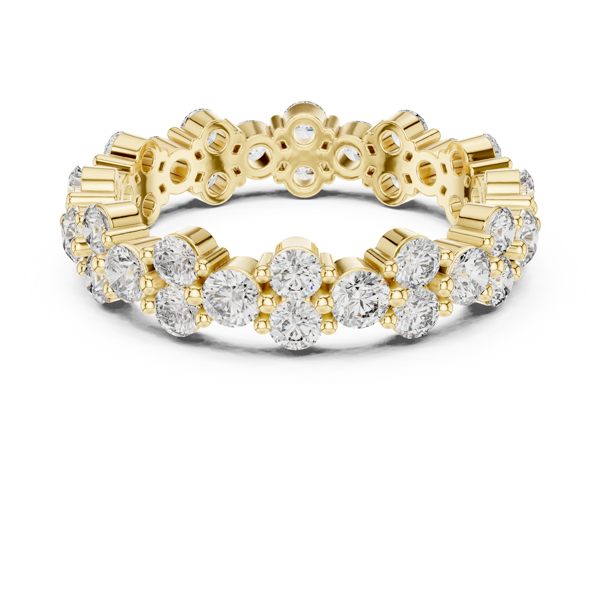 14K Solid Gold Lab Diamond Eternity Ring, Yellow Gold