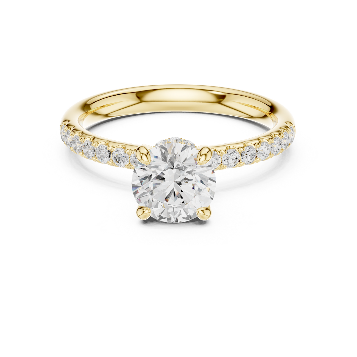 14K Solid Gold Lab Diamond Solitaire Ring, Yellow Gold