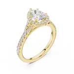 Gold Ring DDLR-043, Pear center stone, Yellow Gold, view 2