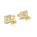 14K Solid Gold Lab Diamond Cluster Earrings, Yellow Gold, view 3