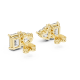 14K Solid Gold Lab Diamond Cluster Earrings, Yellow Gold, view 3